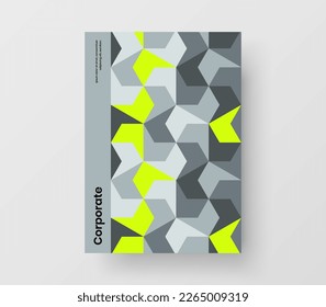 Trendy mosaic shapes postcard template. Original flyer A4 vector design concept.