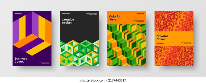 Trendy mosaic shapes presentation concept set. Isolated book cover vector design template composition.