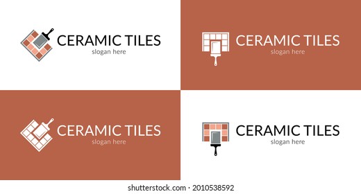 Trendy mosaic tiles logo. Vector illustration.