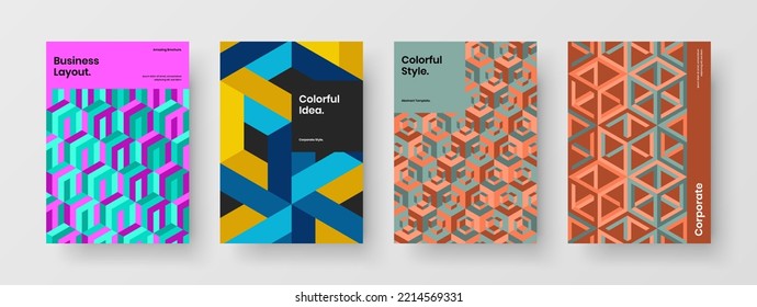 Trendy Mosaik Fliesen Präsentation Template Bundle. Einzeln Broschüre A4 Vektordesign Layout-Kollektion.