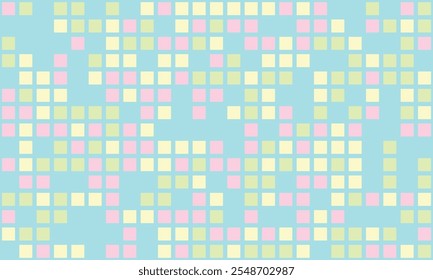 Trendy mosaic-style pattern with structured geometry. A vibrant, colourful grid design ideal for cover art, fabric, or creative posters.