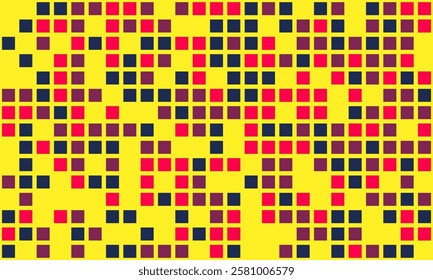 Trendy mosaic-style pattern with structured geometry. A vibrant, colourful grid design ideal for cover art, fabric, or creative posters.