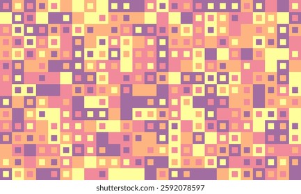 Trendy mosaic-style pattern with structured geometry. A vibrant, colourful grid design ideal for cover art, fabric, or creative posters.