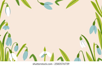 Trendy Mother's Day card, banner, poster, flyer, label or cover with flowers frame, abstract floral pattern in mid century art style. Spring summer bright abstract floral design template for ads promo