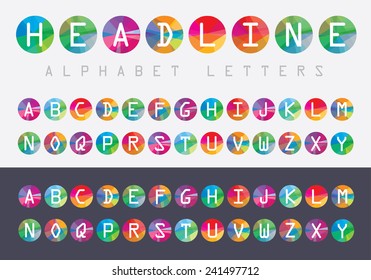 trendy multicolored alphabet letters icons-can be used as headline font- graphic design elements