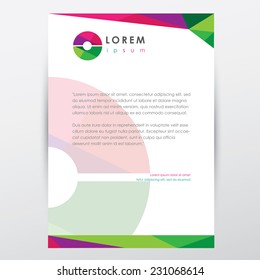 trendy multicolored letterhead memorandum presentation template for business visual identity with letter o logotype sign