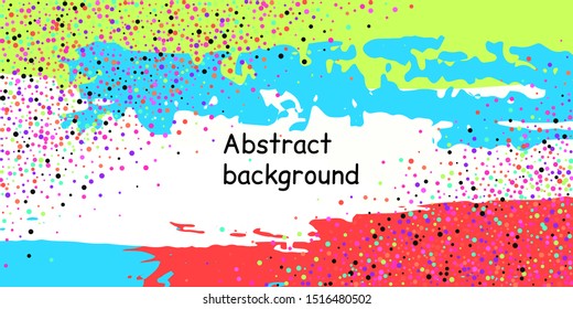 Trendy multicolored stripes with confetti dots, great design for any purpose. Fashionable holiday decoration concept. Chaotic vector illustration of multicolored stripes with confetti dots.