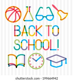 Trendy multiply education icons and phrase "Back to school!"