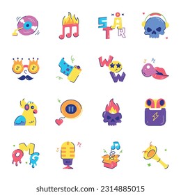 Trendy Music and Entertainment Flat Stickers 

