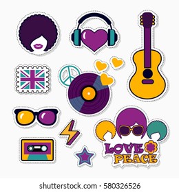 Trendy musical patches, stickers and pins