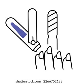 Trendy nail cutting linear style icon 