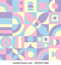 Trendy Neo Geo Design Pattern with Abstract Shapes. Unique Geometric Elements. Fun Color. Good for Poster, Brochure, Banner, Flyer, Background, Book Cover, Wallpaper, etc
