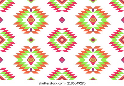 trendy neon color fabric textile theme. Colorful Aztec Geometric fabric pattern textile. Ethnic traditional nation. floor tile, carpet pillow case, Tribal vector ornament. Seamless African Moroccan