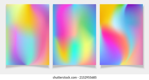 Trendy Neon Fluorescent and Psychedelic Background. Vector Holographic Rainbow Wallpaper.