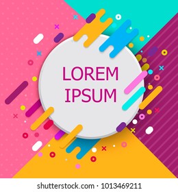 Trendy neon geometric figures wallpaper in a modern material design style. Vector background with paper card and abstract colorful shapes. EPS10
