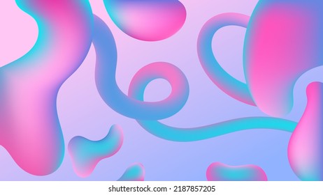 Trendy neon summer flow lava shapes gradient background, colorful abstract fluid 3d tubes. Futuristic design wallpaper for presentation, advertising, landing page, banner, poster, cover, flyer