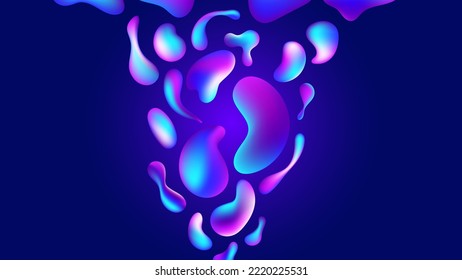 Trendy neon summer flow lava shapes gradient background, colorful abstract fluid 3d molecule. Futuristic design wallpaper for presentation, advertising, landing page, banner, poster, cover, flyer