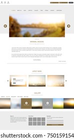Trendy New One Page Website Template with Blurred Background 