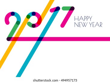 Trendy New Year 2017 holiday background. Creative flat overlapping design for greeting card. Concept for New Year banner, poster, flyer.