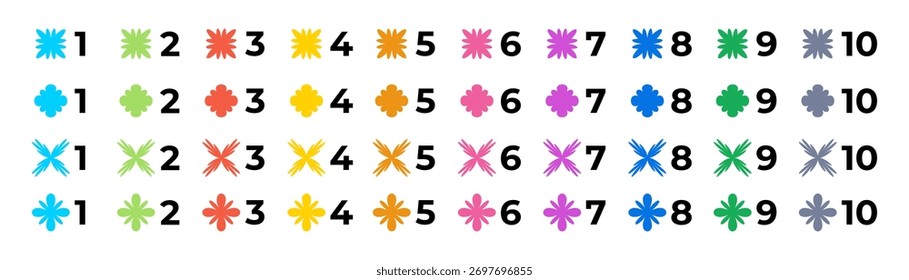 Trendy number bullet points collection. Geometric shapes for infographic 1 to 10 steps design template