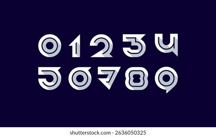 Trendy numbers set, digital numerals 1,2,3,4,5,6,7,8,9, vector illustration 10EPS