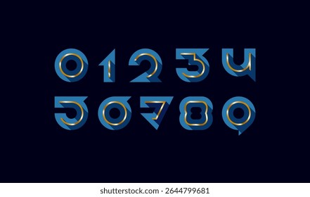 Trendy numbers set, digital numerals 1,2,3,4,5,6,7,8,9, vector illustration 10EPS