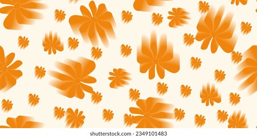 Trendy Ogee Ikat Batik seamless pattern with Matisse flower. Design of Floral wrapping paper with Apricot crush Flowers. Wallpaper and textile printing. Vector illustration.