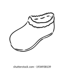 Trendy old cozy styled rainy wellie isolated on white background. Freehand outline ink hand drawn icon symbol sketchy in art scribble retro style pen on paper. Side closeup view with space for text