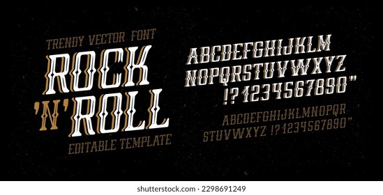 Trendy Old School tattoo vintage type font vector template. Traditional tattoo and rock style font. Tattoo Alphabet. Hipster style type font for tattoo studio and barbershop or pub design
