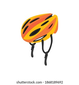 Trendy Orange Bicycle Helmet Isometric Icon 3d Vector Illustration