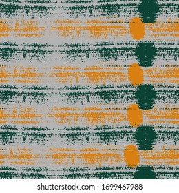 Trendy.  Orange and green paintbrush lines horizontal seamless texture for background. Hand drown paint strokes design. For print.