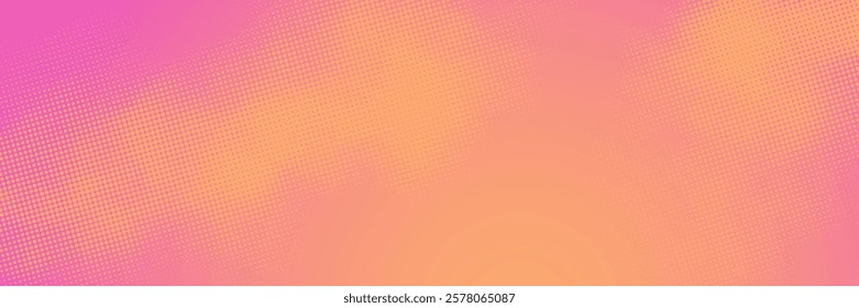 Trendy orange and pink halftone background. Dotted smoke clouds retro style. Abstract summer texture 