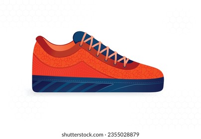 trendy orange sneakers in leather with crossed shoelaces for play, school, running, sports, gym and parties