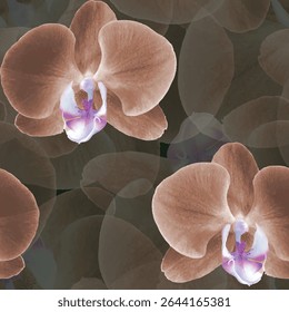 Orquídea moda floral padrão imprimível sem emenda. Ideias de pano de fundo padrão floral vetorial para decoração doméstica, têxtil, banner, modelo, folheto, folheto, convite, laminados e tapete. Ilustração vetorial.