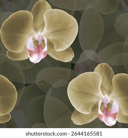 Orquídea moda floral padrão imprimível sem emenda. Ideias de pano de fundo padrão floral vetorial para decoração doméstica, têxtil, banner, modelo, folheto, folheto, convite, laminados e tapete. Ilustração vetorial.