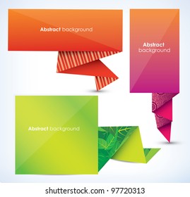Trendy origami banner set, vector