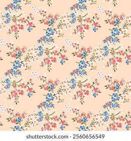 trendy Original pastel drawing design flowers field, wildflower floral blossom bloom seamless pattern. Embroidery soft background spring ditsy floral print	