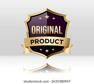 Trendy Original Produto distintivo criativo, cor dourada elegante. Comumente usado para marketing, embalagem e marca para produtos e serviços de upscale.