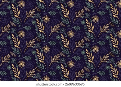 trendy outline flower sketch pattern with seamless repeat for fabric packaging women wear and home accessories

