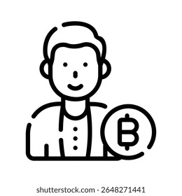 A trendy outline icon of bitcoin investor profile