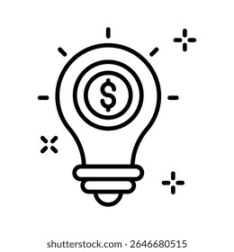 Trendy outline icon of glowing financial idea bulb