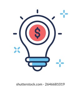 Trendy outline icon of glowing financial idea bulb