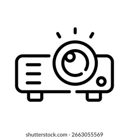 Icono de contorno de moda que representa la configuración del proyector digital