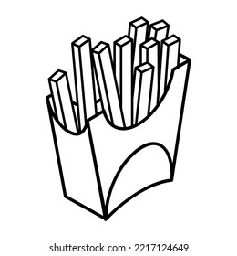 Trendy outline isometric icon of fries  