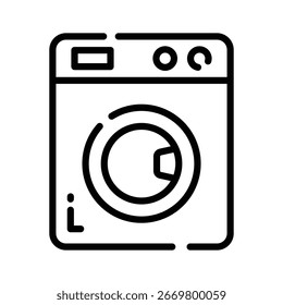 Icono de estilo de contorno de moda de lavadora de carga frontal