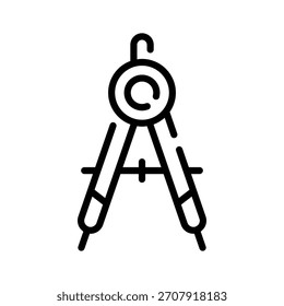 Icono de estilo de contorno de moda de la brújula de geometría con lápiz