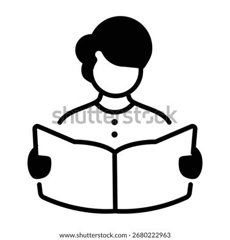 A trendy outline style icon reader reading news paper

