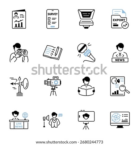 A trendy outline style pack of latest reporting tools icons 