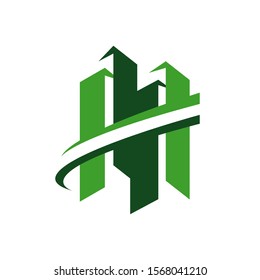 trendy overlapping line and square colorful building logo design vector. symbol and icon of residential flat apartment and skyline template