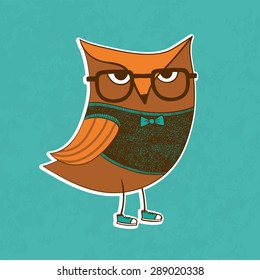 Trendy owl in a glasses. Vector illustration.
